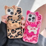3D Kitty Stand Leopard Print Silicone Phone Case | Mobile Cover - Image 5