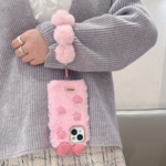 Bow Pattern Furry Soft Phone Case with Furry Bracelet - Image 5