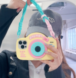 Retro Camera Shape Stand Phone Case With Lanyard Strap 14 Pro Max - Image 8