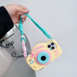 Retro Camera Shape Stand Phone Case With Lanyard Strap 14 Pro Max - Image 6