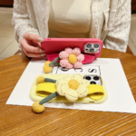 Silicone Metal Ring Flower Wrist Strap Holder Phone Back Case - Image 3