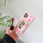 Silicone Tulip Embossed Pearl Mirror Phone Case - Image 4