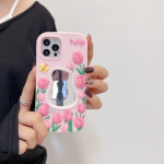Silicone Tulip Embossed Pearl Mirror Phone Case - Image 5