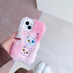 Warm Fluffy Furry Cat Embroided Camera Protection Phone Case - Image 4