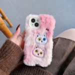 Warm Fluffy Furry Cat Embroided Camera Protection Phone Case