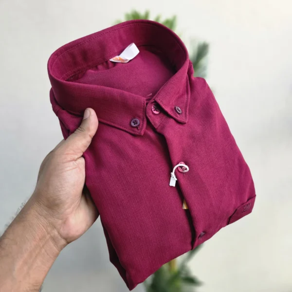Old money style Plain Full sleeve lenin Shirts - Red