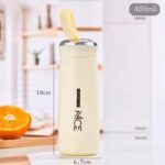 Nice Print Glass Water Bottle with Foodgrade Silicone Plastic | Glass Bottle 400 ml - Image 3