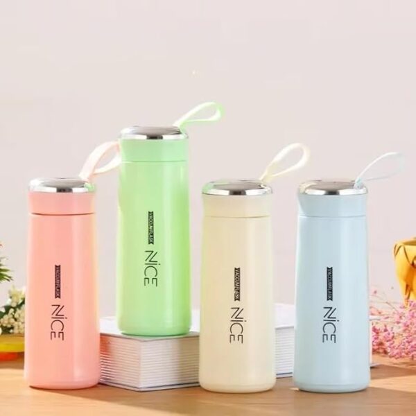 Nice Print Glass Water Bottle with Foodgrade Silicone Plastic | Glass Bottle 400 ml