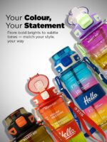 SAGEWARE 1 L Capacity Belt Straw Transparent Motivational Water Bottles - Image 6