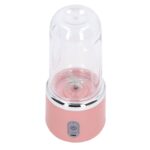 Portable Blender, USB Charging Food Grade Mini Blender 1200mAh Battery 300ml Capacity 22000rpm for Coffee(Pink, 6Blades, Lid)